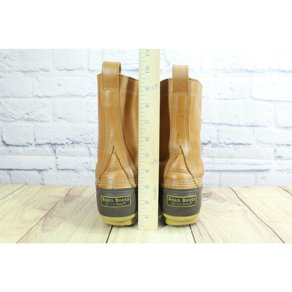 LL Bean Women's Brown Leather Lace Up Unlined Mid Calf Duck Boots Size 9 M - Picture 6 of 10